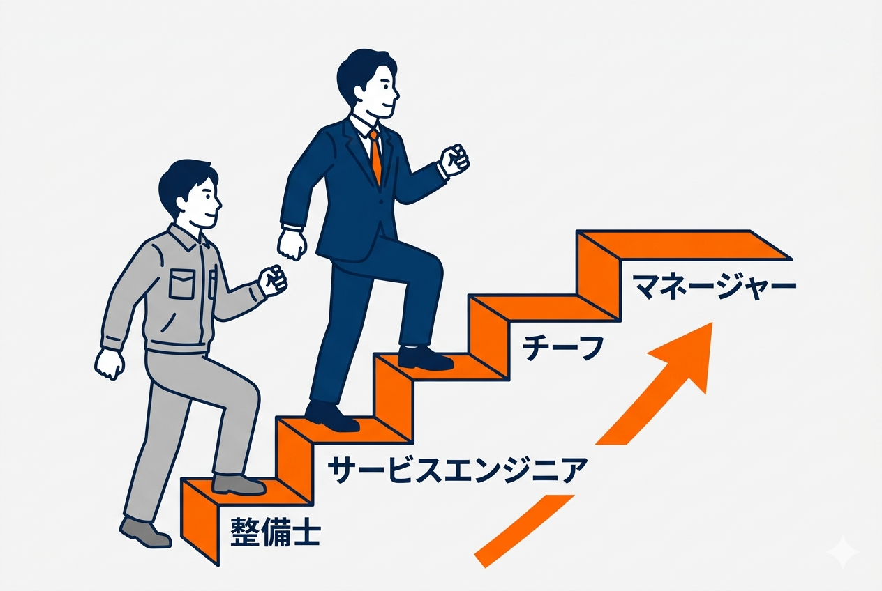 整備士 転職 キャリアアップ サービスエンジニア イラスト