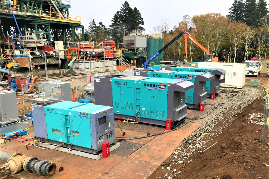 発電機設置現場（岩手県安比の地熱発電所）